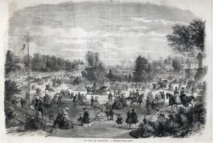 Beaux jours au Bois de Boulogne à Paris. Gravure dans « L