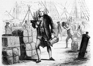 Bernard de JUSSIEU (1699-1777), botaniste et naturaliste français, rapportant un cèdre du LIBAN. Gravure 1856