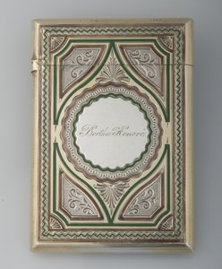 Étui à cartes de Bertha Palmer, vers 1865, argent sterling, émail, fabricant inconnu
