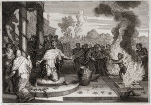 Bible de Royaumont, Ancien Testament : Achaz roi impie. Le méchant Achaz, roi de Juda, irrite Dieu, et est livré aux ennemis. Illustration de 1811. - Unknown artist