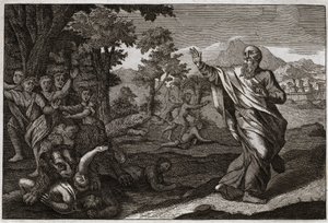 Bible de Royaumont, Ancien Testament : Enfants dévorés par des ours. Des enfants se moquant de la calvitie d