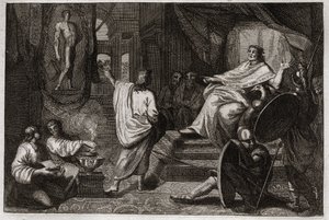 Bible de Royaumont, Ancien Testament : Daniel prophète. Le prophète Daniel révèle au roi Nabuchodonosor II un rêve qu