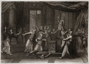 Bible de Royaumont, Ancien Testament : Générosité de Matathias. Matathias, père des Maccabées, tue un Juif qui sacrifiait aux idoles par un saint zèle de la loi de Dieu. Illustration de 1811. - Unknown artist