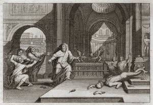 Bible de Royaumont, Ancien Testament : Idole de Dagon. Et quand les Philistins mirent l