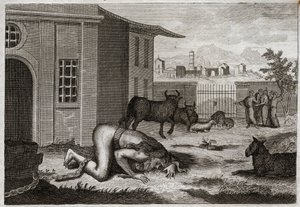 Bible de Royaumont, Ancien Testament : Nabuchodonosor changé en bête. Le roi Nabuchodonosor II, par juste punition de son orgueil, est changé en bête. Illustration de 1811. - Unknown artist
