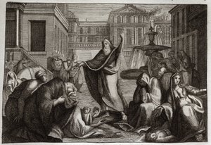 Bible de Royaumont, Ancien Testament : Pénitence des Ninivites. Les habitants de Ninive font tous pénitence à la prédication du prophète Jonas. Illustration de 1811. - Unknown artist