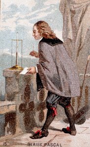 Blaise Pascal (1623 - 1662) devant un baromètre