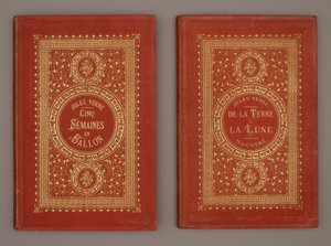 Couverture du livre «Cinq semaines en ballon» et «De la Terre à la Lune» par Jules Verne