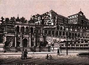 Budapest, Hongrie : vue du Bourgbazar. dans « Le Monde Illustré 168 vues » Sans date (fin XIXe siècle)