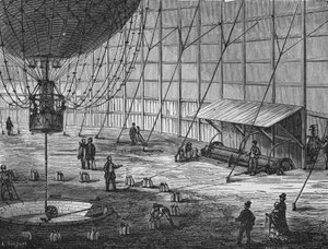 Ballon captif construit par Henry Giffard dans le jardin des Tuileries en 1878. Dans 