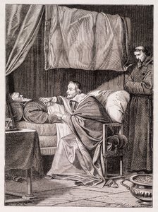 Le cardinal Richelieu au chevet du père Joseph - gravure - Unknown artist