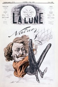 Caricature de Nadar (1820 - 1910) aéronaute. Couverture de ""La Lune"" datée du 2/06/1867 - Unknown artist