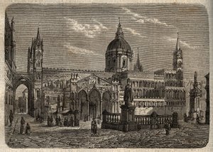 Cathédrale de Palerme - Duomo di Palermo - gravure dans « Dictionnaire populaire illustré » - 1864 - par Joseph Decembre et Edmond Allonier - Unknown artist