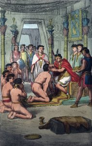 Cérémonie dans la capitale inca de Cuzco : Manco Capac perce les oreilles des princes du sang - Unknown artist