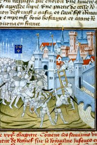 Charles Martel à Poitiers, 732 - Miniature du 14e siècle (réf. 512, 074r) Demande de permission à la Bibliothèque municipale de Toulouse (tél : 05 62 27 66 66) - Unknown artist