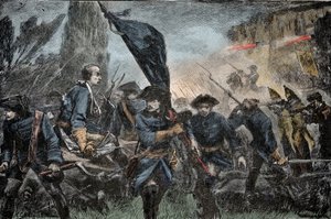 Charles XII de Suède en bataille - Grande Guerre du Nord (1700-1721) : Le roi Charles XII (Carl) de Suède (1682-1728) à la bataille de Poltava (Pultawa, Ukraine), en 1709 contre les armes de Pierre Ier de Russie, dit le Grand (1672-1725) - Unknown artist