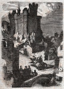 Château de Marganor - gravure de 1851 de « Roland furieux » (Orlando furioso) (16e siècle) par Ludovico Ariosto, connu sous le nom d