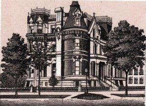 Chicago, États-Unis : vue du coin de Prairie Avenue et de la 22e Rue. dans « Le Monde Illustré 168 vues » Sans date (fin XIXe siècle)