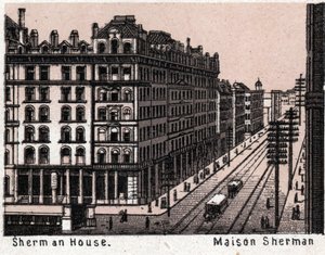 Chicago, États-Unis : vue de la Maison Sherman dans « Le Monde Illustré 168 vues » sans date (fin XIXe siècle) - Unknown artist