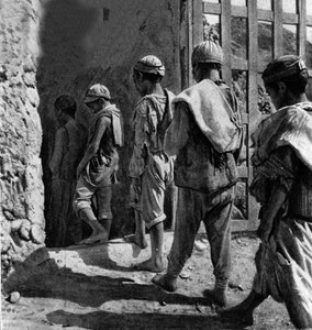 Travail des enfants : carusi, mineurs, entrant dans la mine. - Unknown artist