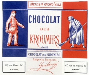 Chocolat des Kroumirs. Étiquette publicitaire