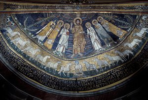 Christ parmi Saint Paul, Sainte Cécile, Saint Pascal, Saint Pierre, Saint Valérien et Sainte Agathe - Unknown artist