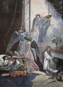 Enfant rêvant de Noël. Gravure du 19ème siècle - Unknown artist