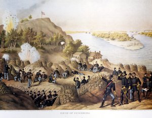 Guerre de Sécession (1861-1865), guerre civile américaine. Siège de Vicksburg (à la frontière de l