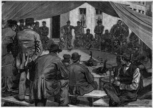 Combat de coqs en Belgique en 1888 dans « Le Journal de la Jeunesse » de 1888 - Unknown artist