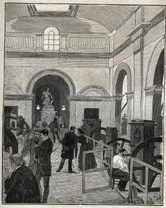 Atelier de frappe à la Monnaie de Paris. Gravure de 1885 dans 