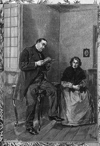 Le comédien Moessard lit à sa femme. Gravure dans le journal illustré « La jeunesse » - Unknown artist