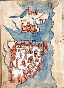 Constantinople, carte manuscrite de Venise du XVe siècle. - Unknown artist
