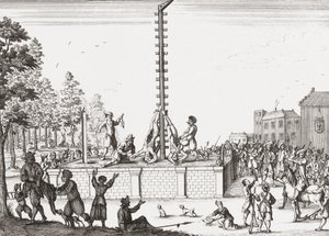 Cadavres de Johan et Cornelis de Witt pendus à la potence. - Unknown artist