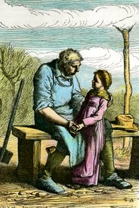 Cosette et Jean Valjean. Illustration pour le roman "Les Misérables" de Victor Hugo (1802-1885) Gravure de 1865 Collection privée - Unknown artist