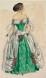 Costume (longue robe verte avec des voiles blancs), pour le ballet "Les papillons". - Unknown Artist
