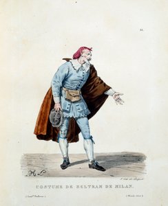 Costume de Niccolo Barbieri, dit Beltrame de Milan (mort en 1641) en 1600. Costume de la comédie italienne (commedia dell
