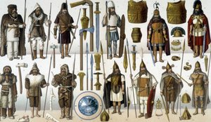 Costumes, armures et armes des guerriers barbares - Unknown artist