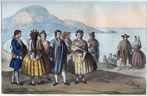Costumes du peuple de Concepción, Chili - gravure de « Usi e Costumi di Tutti i Popoli dell