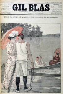 Couverture de « Gil Blas » illustrant « Une partie de campagne » par Guy de Maupassant. 14/08/1892 - Unknown artist