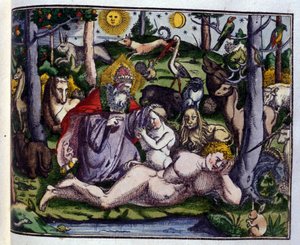 Création : Dieu représenté entouré d