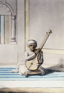 Culture, civilisation et société indienne : Musicien jouant du Thambourah (Tamboura), instrument traditionnel de l