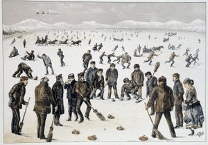 Curling sur un lac gelé près de Halifax, Nouvelle-Écosse