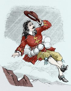 Cyrano de Bergerac enlevé par ses fioles, illustration de : « L
