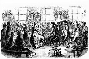 Danse des Shakers. Gravure du 19ème siècle - Unknown artist