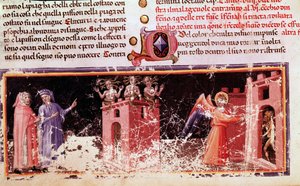 Dante et Virgile à la porte de Dité contrôlée par les furies (chant 9 de l