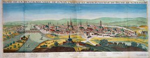 Vue détaillée de la ville de Rouen en Normandie. Gravure du XVIIe siècle. Paris B.N.
