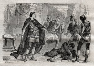 Dioclétien (Caius Aurelius Valerius Diocletianus Augustus) (244-311) mourant Lucius Flavius Aer - gravure dans « Dictionnaire populaire illustré » - 1864 - par Joseph Decembre et Edmond Allonier - Unknown artist