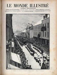 Désastre du puits Sainte Eugénie - Les funérailles des victimes du désastre de Montceau-les-Mines en Bourgogne - Gravure dans « Le Monde Illustré » de 1895 - Unknown artist