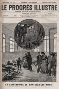 Désastre du puits Sainte Eugénie ou désastre de Montceau-les-Mines en Bourgogne en 1895 - gravure dans "Le Progrès illustré" de 1895 - Unknown artist