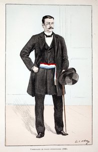 Commissaire de police divisionnaire (1896). Eau-forte en couleurs, pour illustration Histoire du corps des gardiens de la paix, livre publié sous les auspices de Louis Lépine (1846-1933) préfet de police de la Seine, par Alfred Rey (1864-?) et Louis Féron - Unknown artist